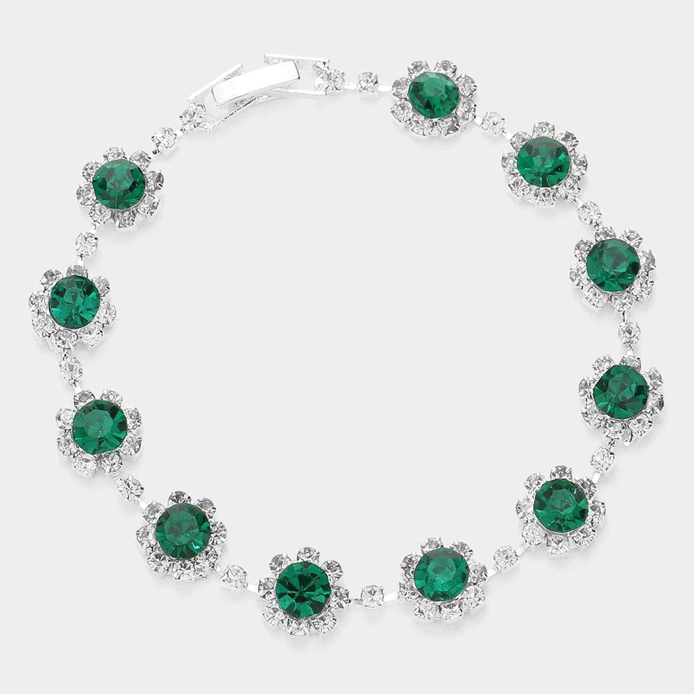 Round Crystal Rhinestone Rosette Evening Bracelet - Jewelry Store by Erik Rayo