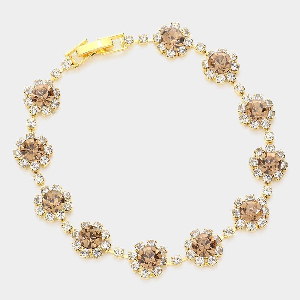 Round Crystal Rhinestone Rosette Evening Bracelet - Jewelry Store by Erik Rayo