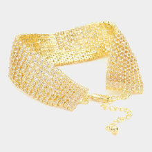Load image into Gallery viewer, Gold CZ Stone Pave Evening Bracelet
