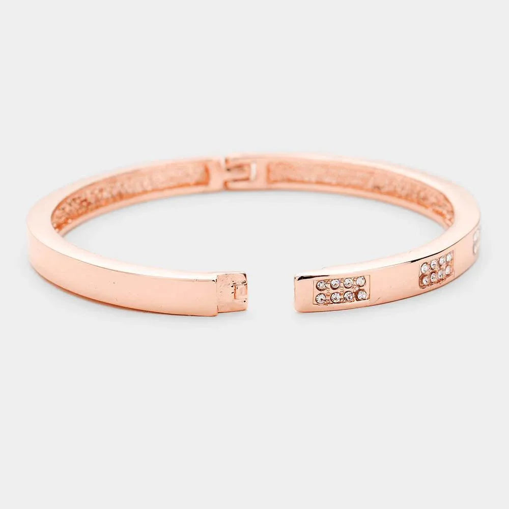 Rose Gold Crystal Rhinestone Pave Metal Evening Bracelet - Jewelry Store by Erik Rayo