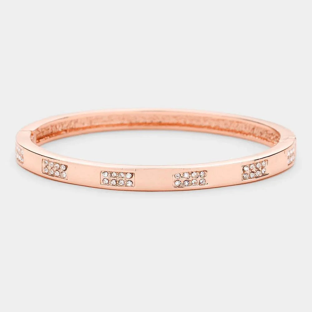 Rose Gold Crystal Rhinestone Pave Metal Evening Bracelet - Jewelry Store by Erik Rayo