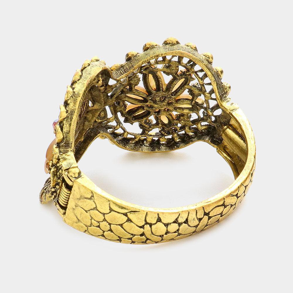 Brown Vintage Bow Flower Evening Bracelet - Jewelry Store by Erik Rayo