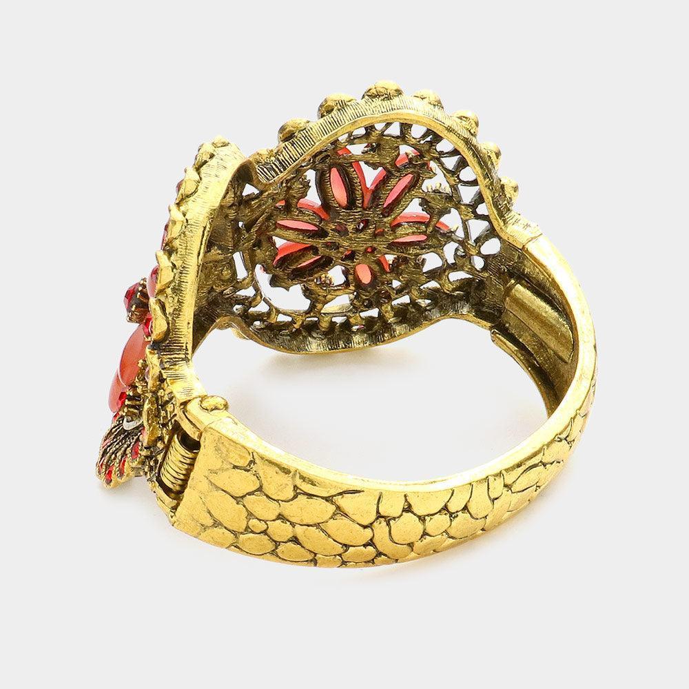 Red Vintage Bow Flower Evening Bracelet - Jewelry Store by Erik Rayo