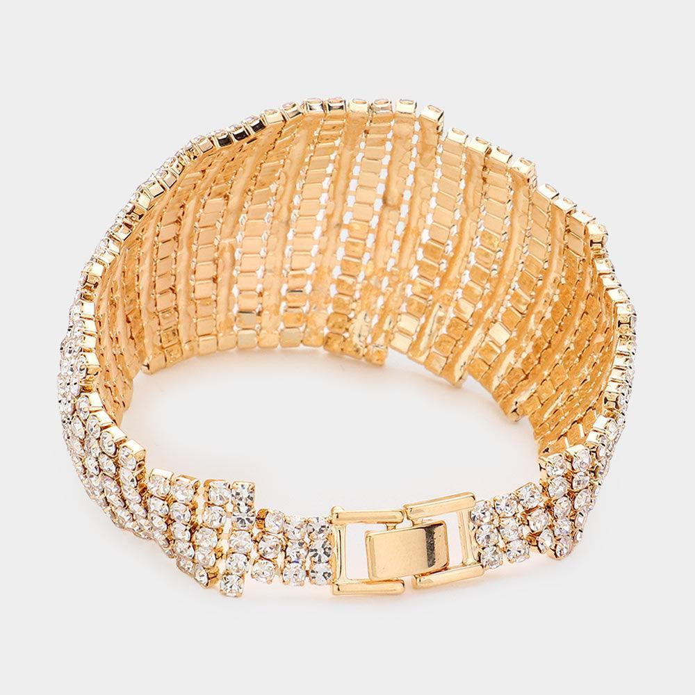 Gold Rhinestone Pave Evening Bracelet - Jewelry Store by Erik Rayo