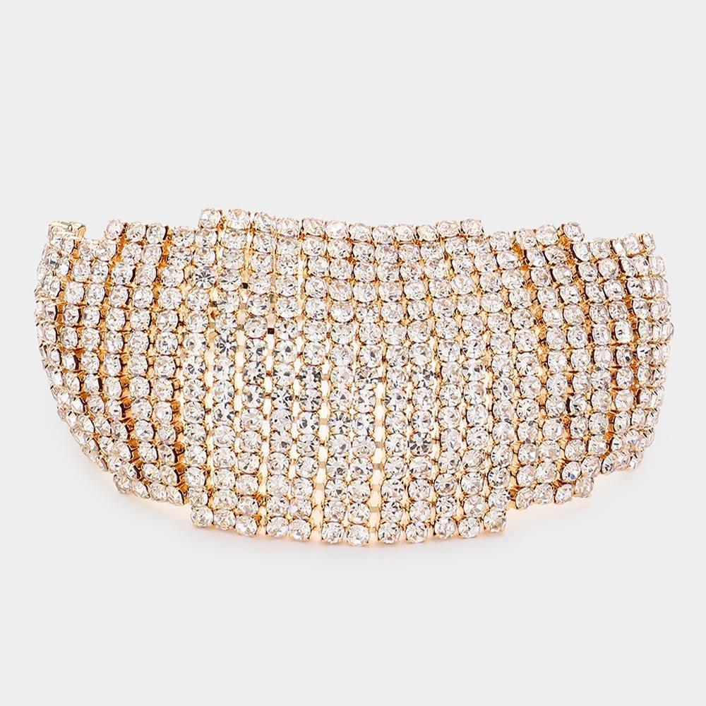 Gold Rhinestone Pave Evening Bracelet - Jewelry Store by Erik Rayo