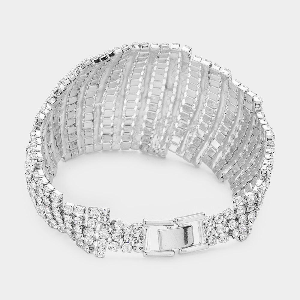 Silver Rhinestone Pave Evening Bracelet - Jewelry Store by Erik Rayo