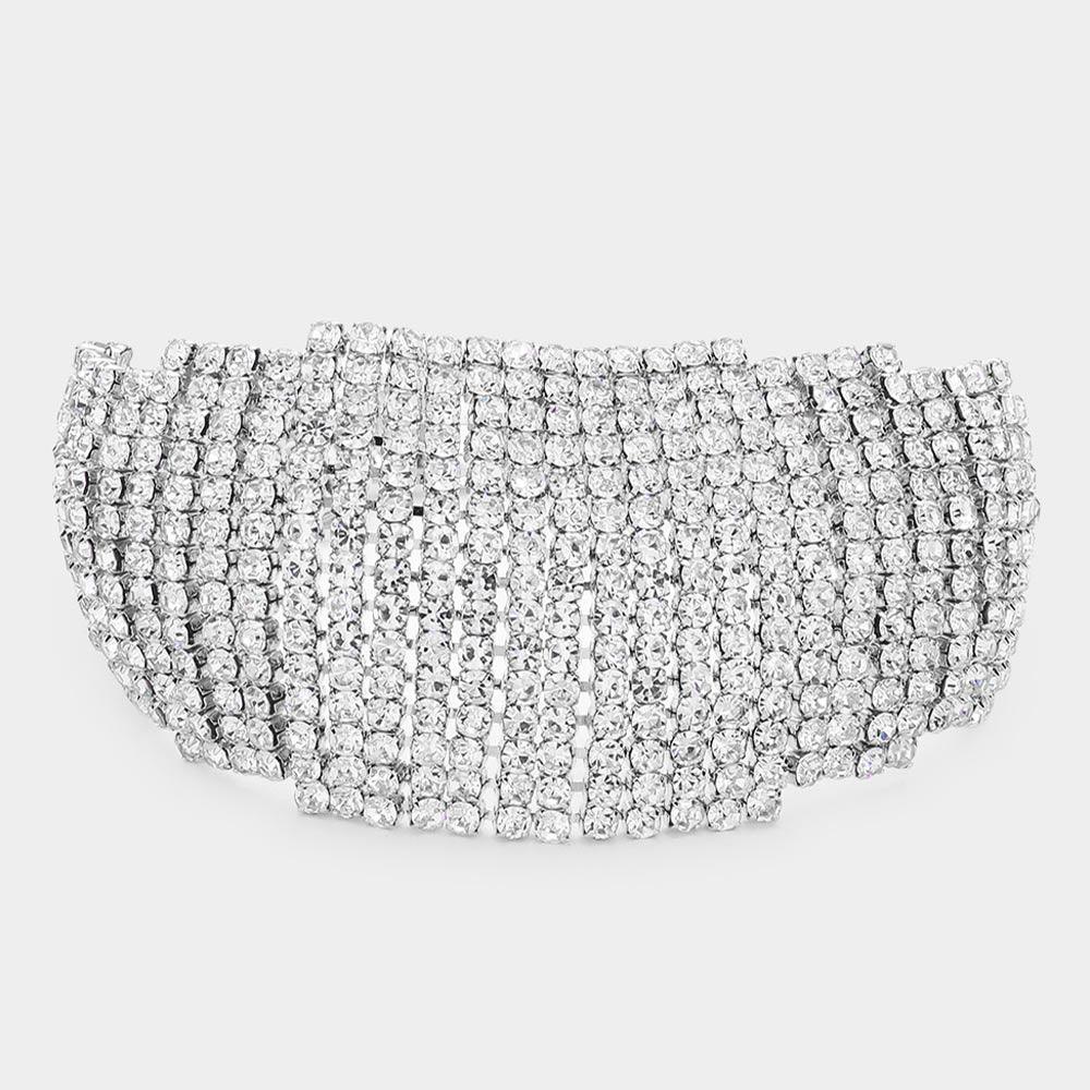 Silver Rhinestone Pave Evening Bracelet