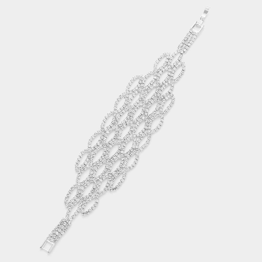 Silver Rhinestone Pave Evening Bracelet - Jewelry Store by Erik Rayo