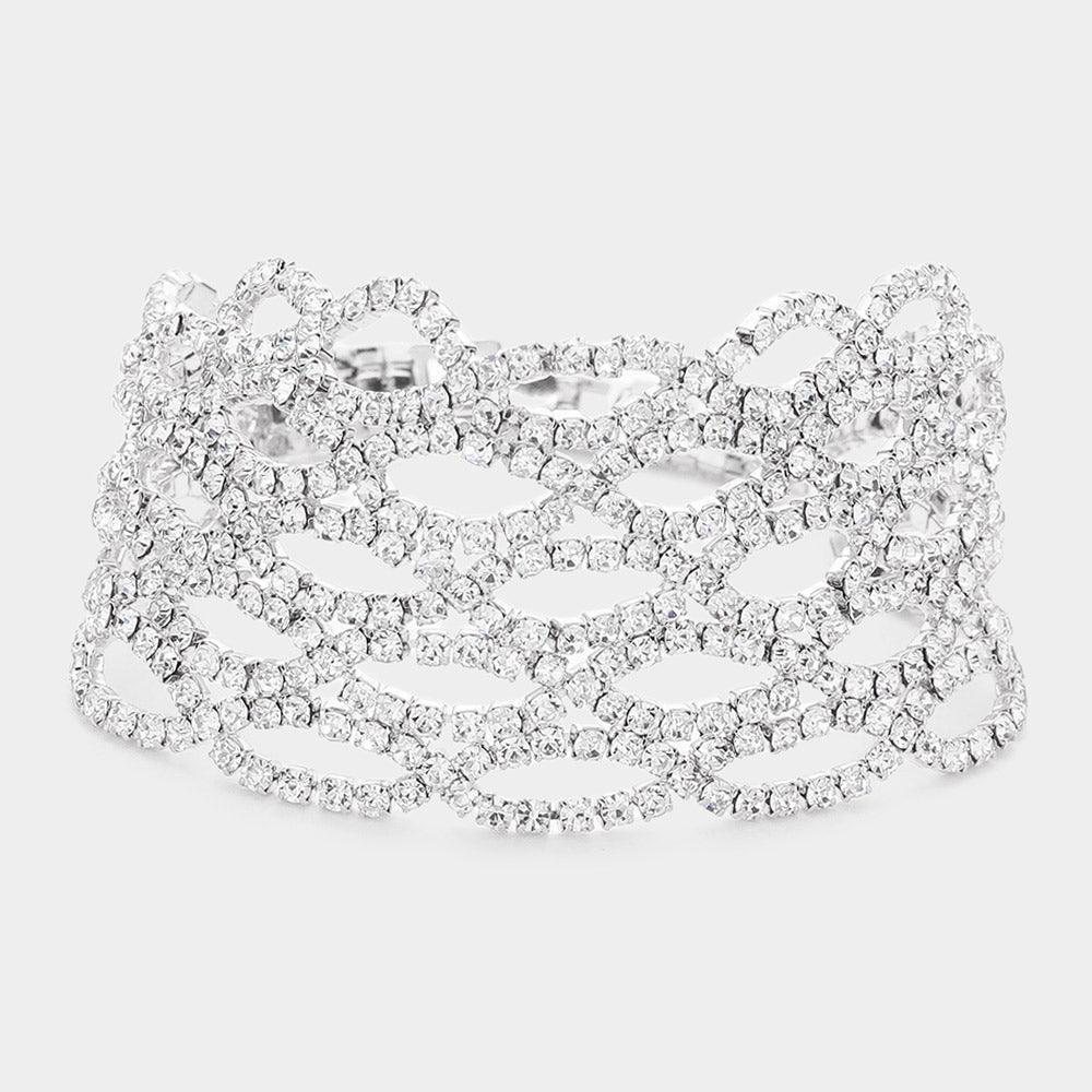 Silver Rhinestone Pave Evening Bracelet - Jewelry Store by Erik Rayo