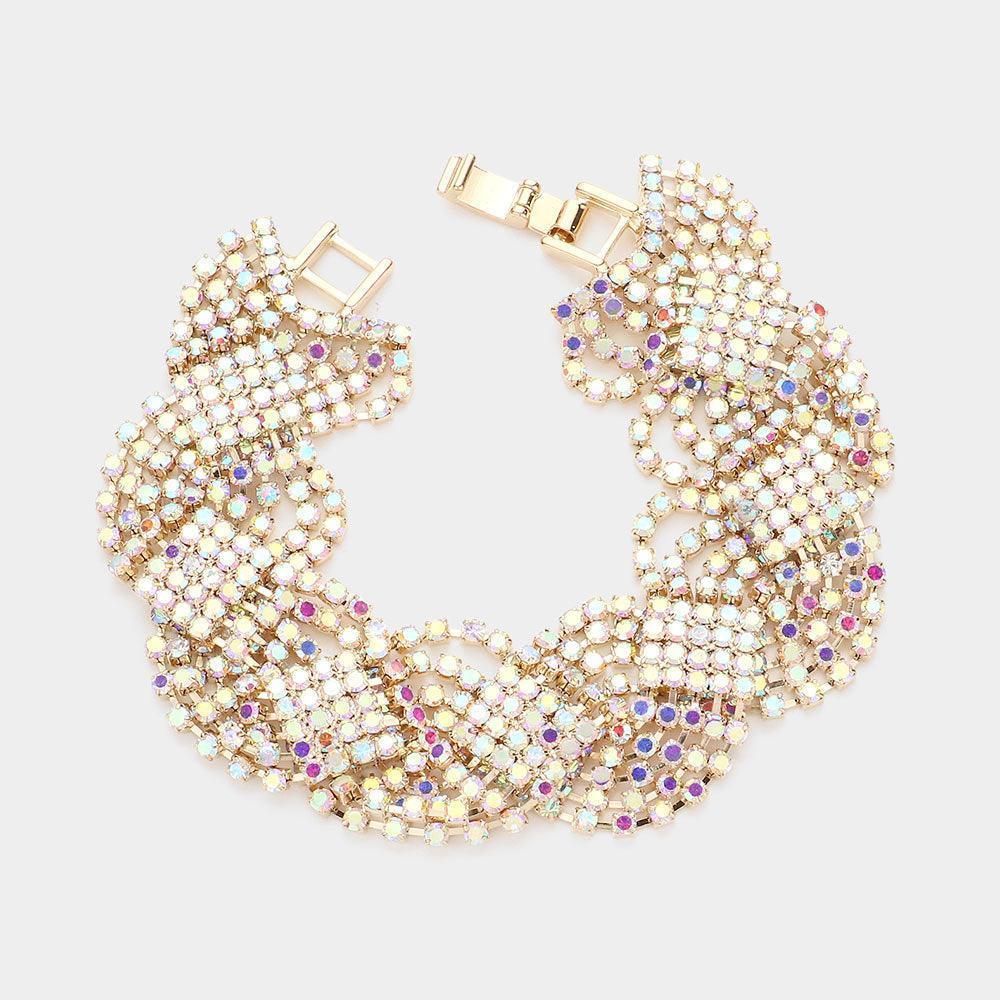 Gold Rhinestone Pave Evening Bracelet - Jewelry Store by Erik Rayo