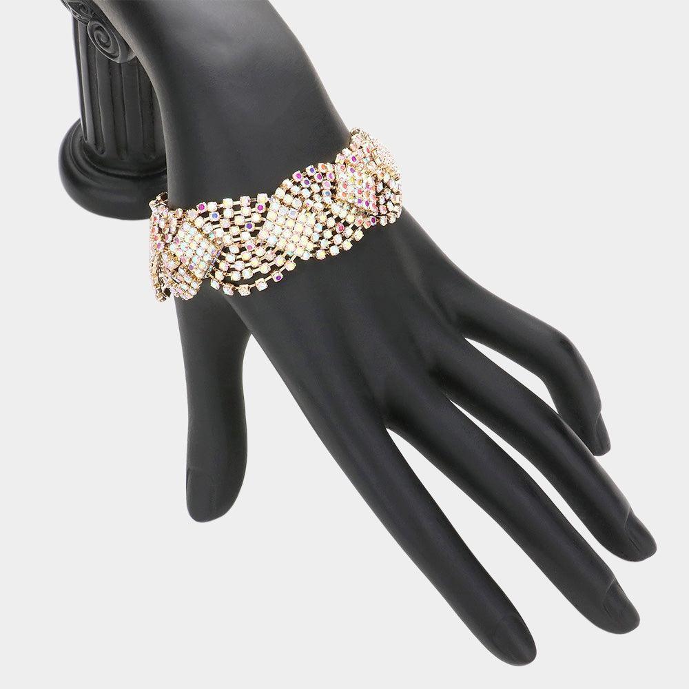 Gold Rhinestone Pave Evening Bracelet - Jewelry Store by Erik Rayo