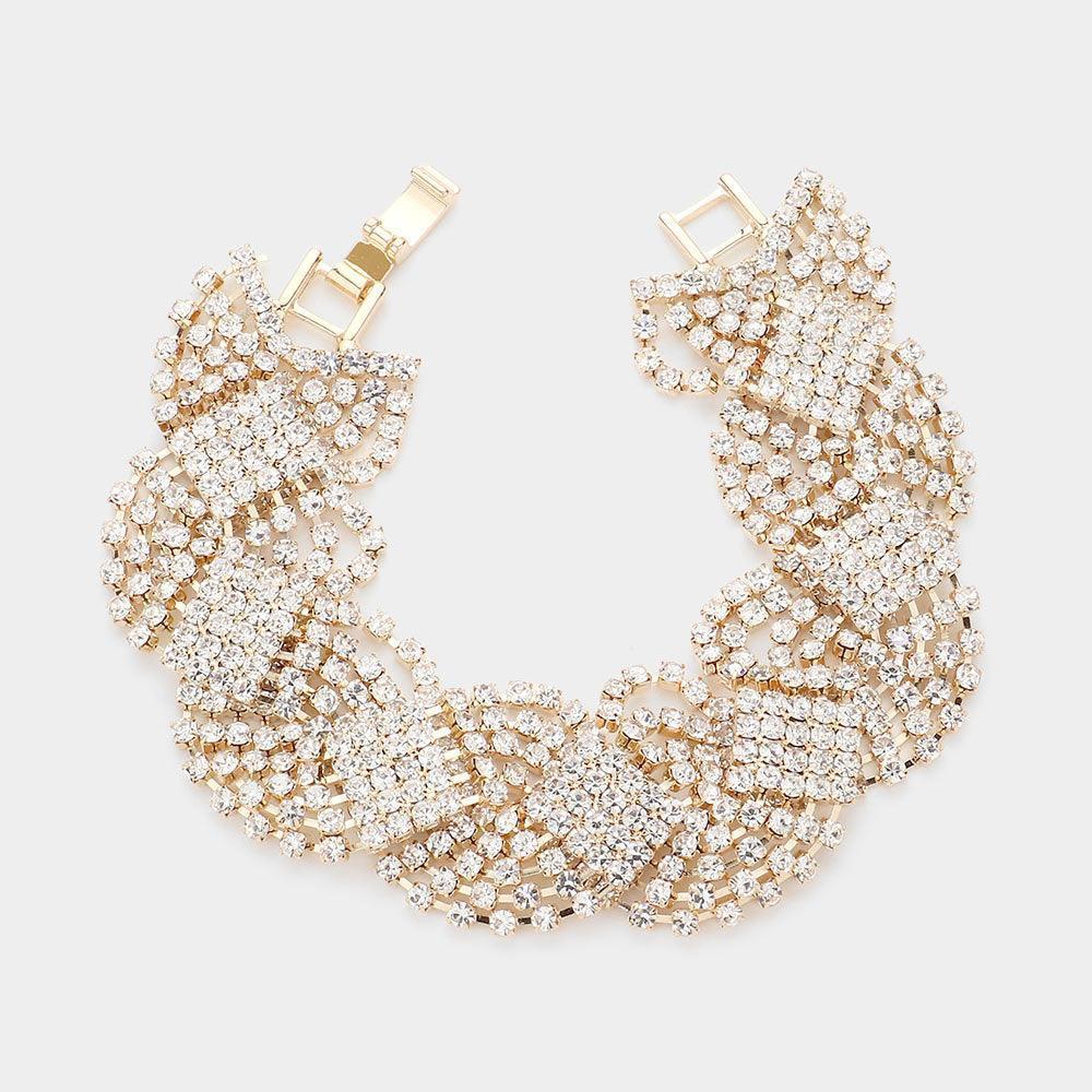 Gold Rhinestone Pave Evening Bracelet - Jewelry Store by Erik Rayo