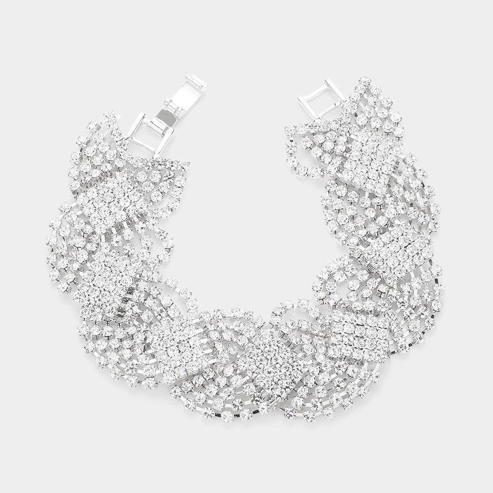 Silver Rhinestone Pave Evening Bracelet - Jewelry Store by Erik Rayo