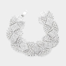 Load image into Gallery viewer, Silver Rhinestone Pave Evening Bracelet
