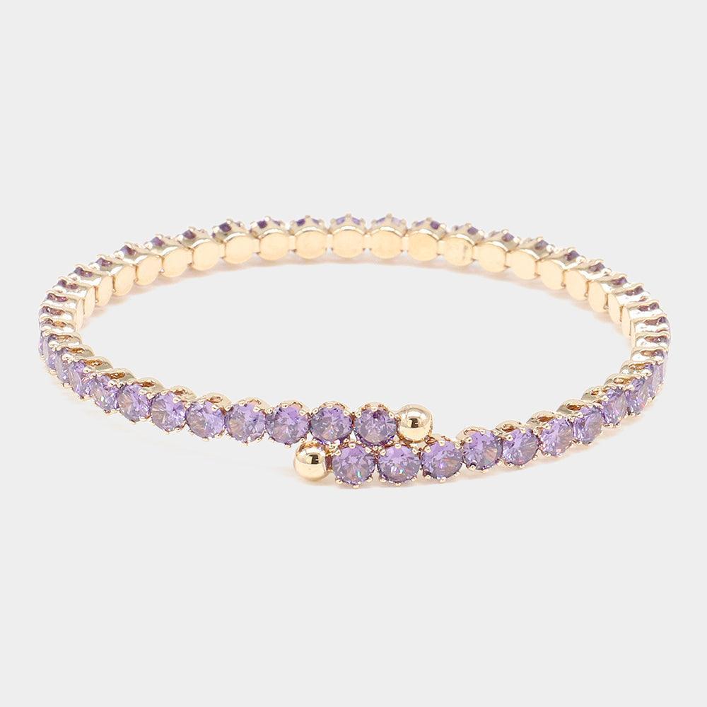 Amethyst CZ Round Cluster Evening Bracelet - Jewelry Store by Erik Rayo