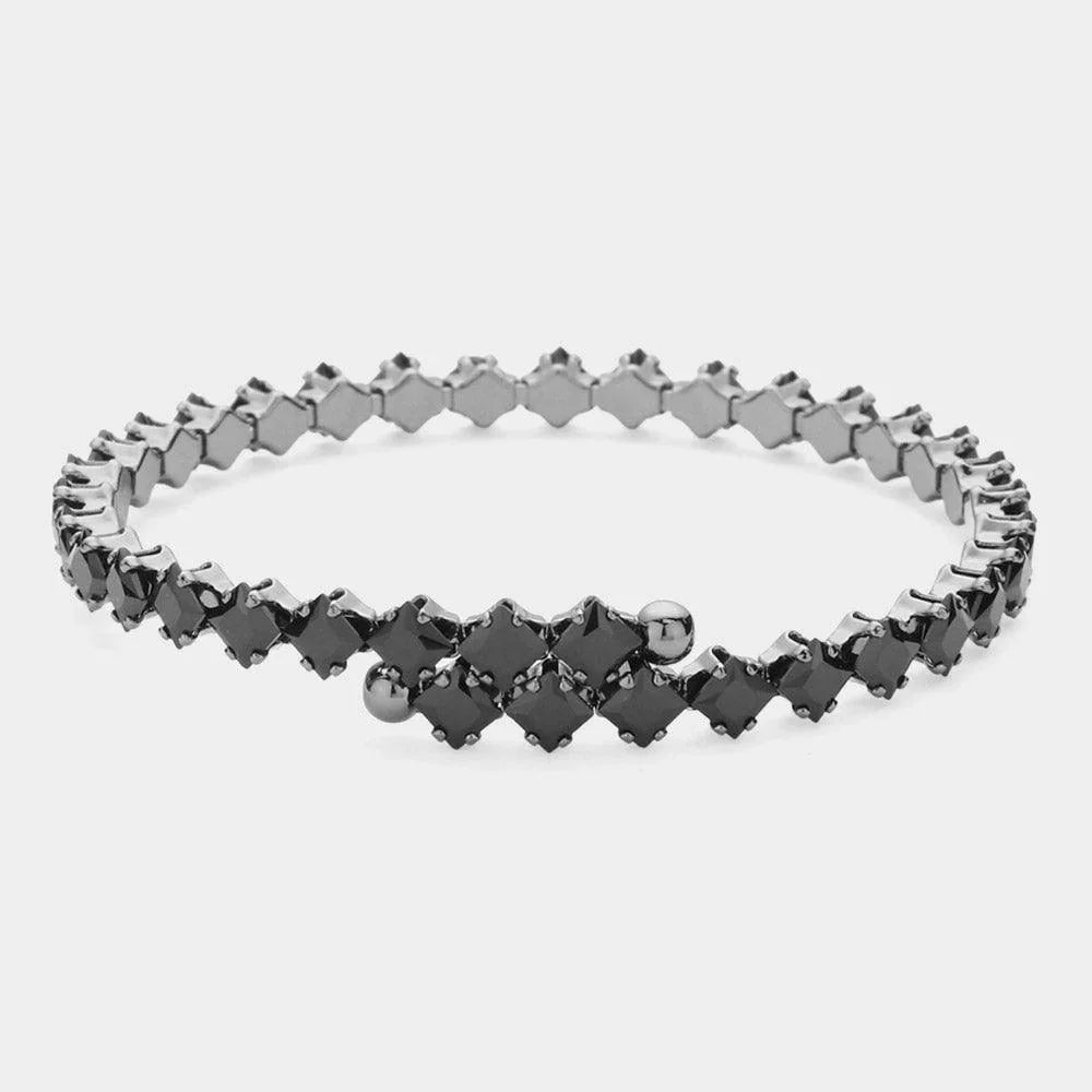 Black CZ Square Cluster Evening Bracelet - Jewelry Store by Erik Rayo
