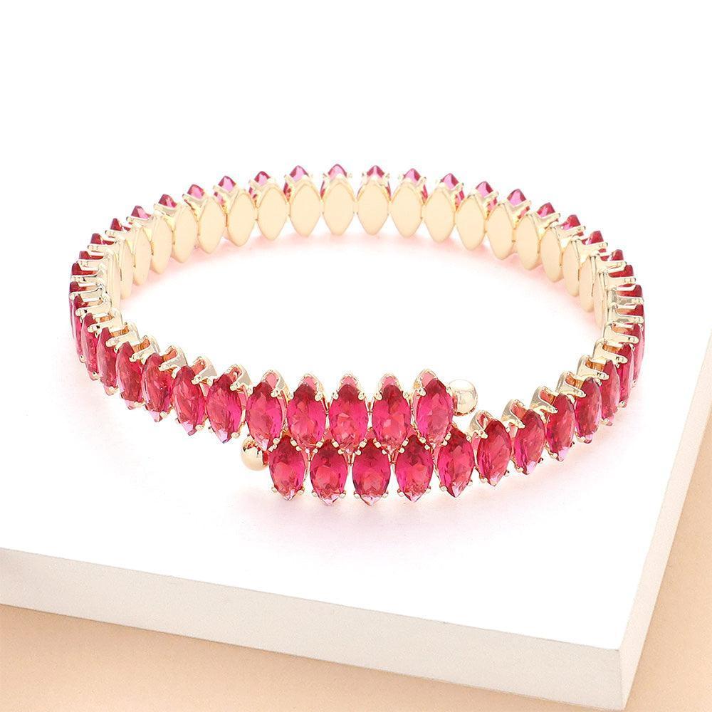 Fuchsia Marquise Stone Cluster Evening Bracelet - Jewelry Store by Erik Rayo