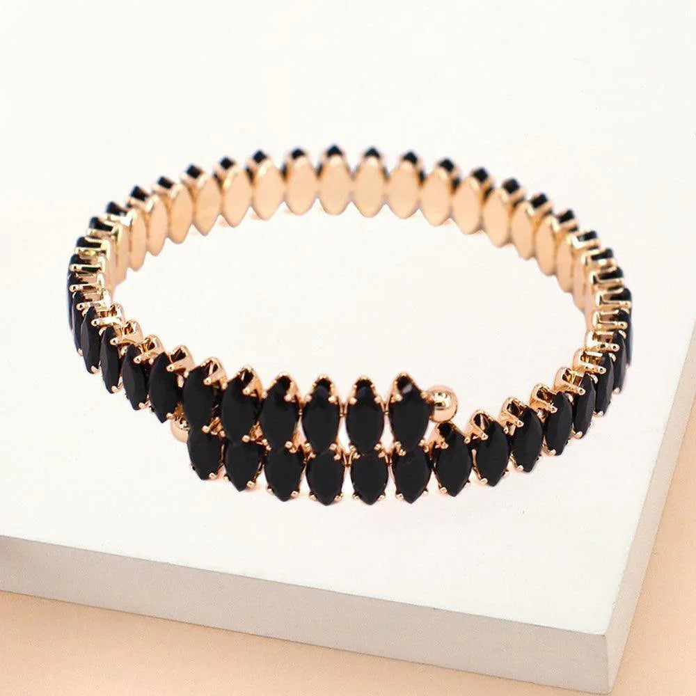 Black Marquise Stone Cluster Evening Bracelet - Jewelry Store by Erik Rayo