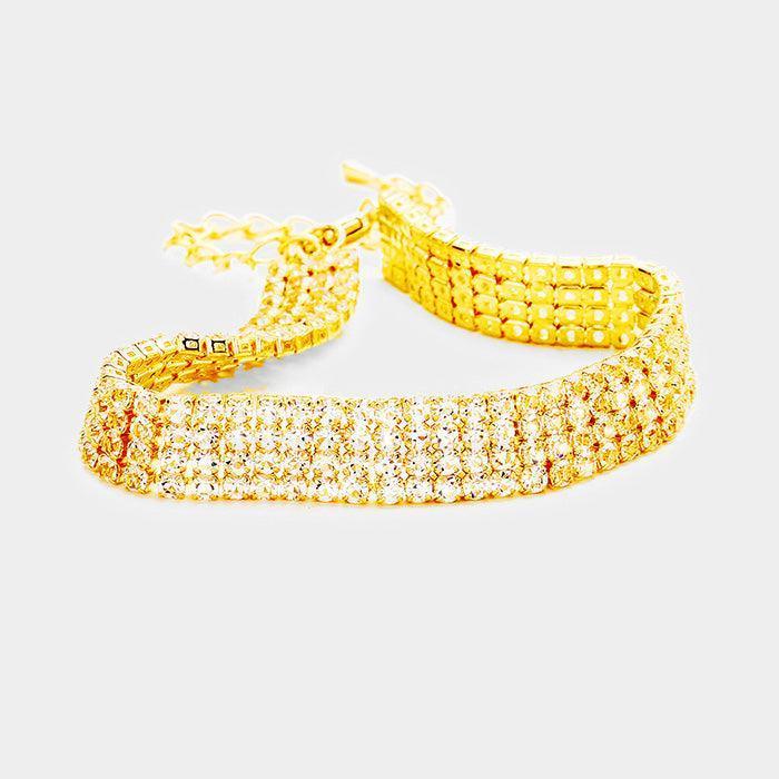 Gold 4 Rows Pave CZ Tennis Evening Bracelet - Jewelry Store by Erik Rayo