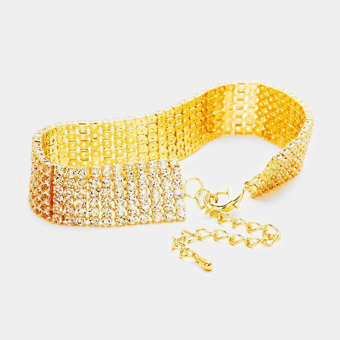 Gold 6 Rows Pave CZ Tennis Evening Bracelet - Jewelry Store by Erik Rayo