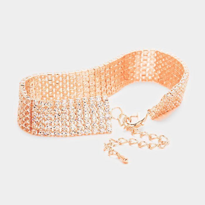 Rose Gold 6 Rows Pave CZ Tennis Evening Bracelet - Jewelry Store by Erik Rayo