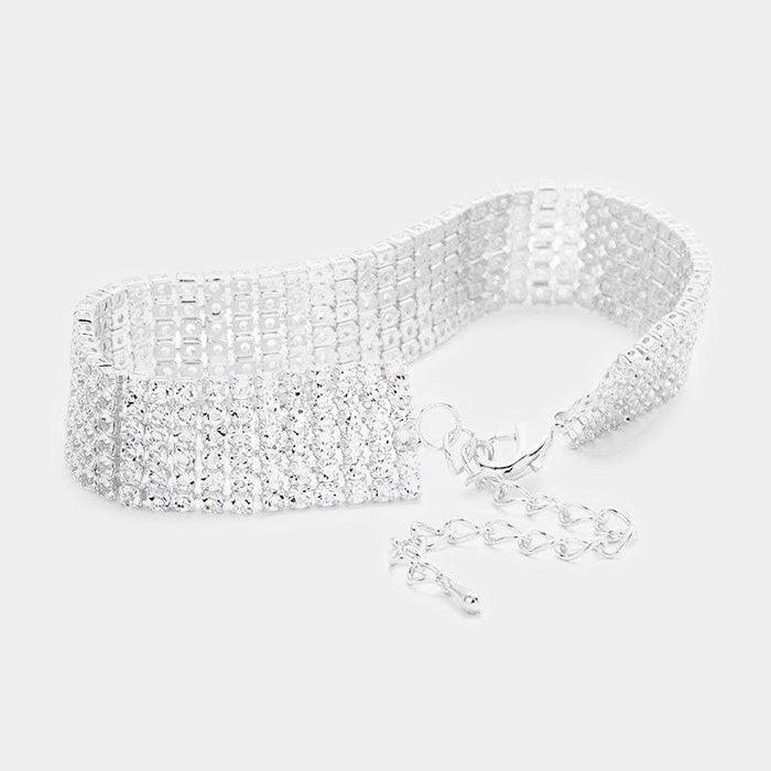 Silver 6 Rows Pave CZ Tennis Evening Bracelet - Jewelry Store by Erik Rayo