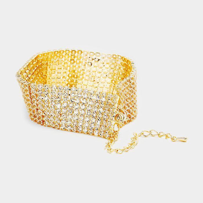 Gold 8 Rows Pave CZ Tennis Evening Bracelet - Jewelry Store by Erik Rayo