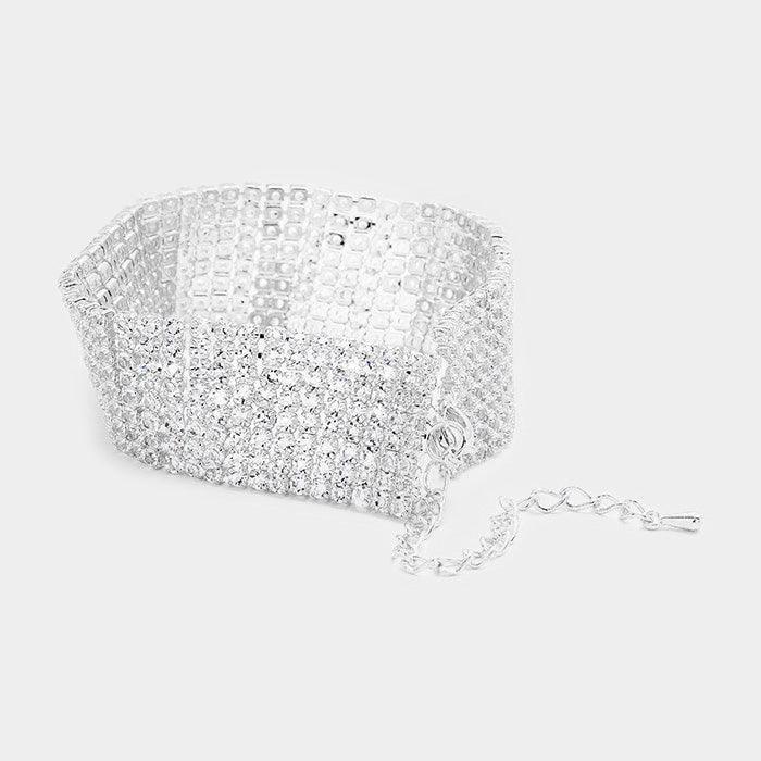 Silver 8 Rows Pave CZ Tennis Evening Bracelet - Jewelry Store by Erik Rayo