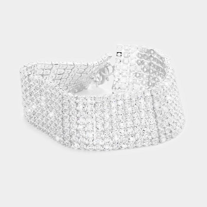 Silver 8 Rows Pave CZ Tennis Evening Bracelet - Jewelry Store by Erik Rayo