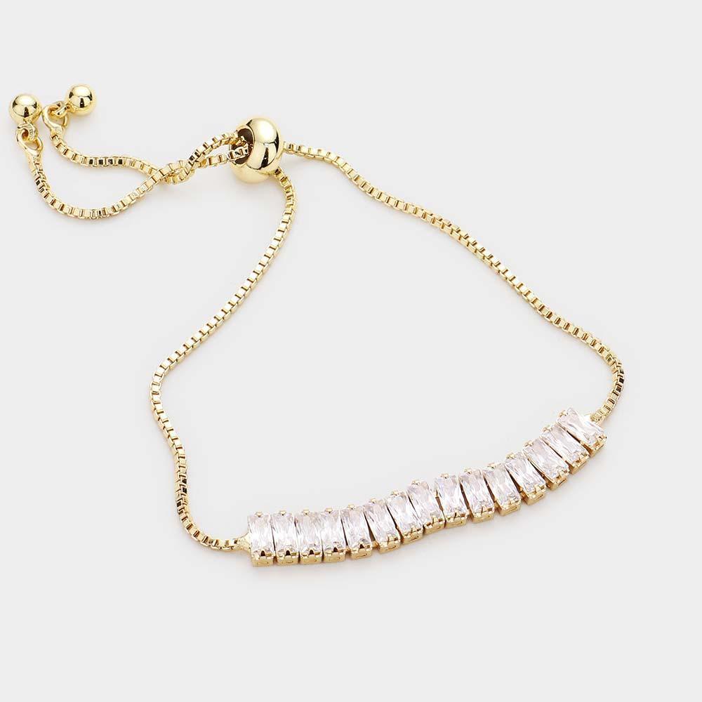 Gold Baguette CZ Cubic Zirconia Evening Bracelet - Jewelry Store by Erik Rayo