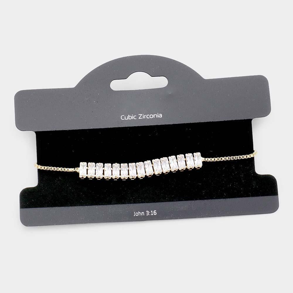 Gold Baguette CZ Cubic Zirconia Evening Bracelet - Jewelry Store by Erik Rayo