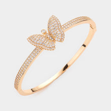 Load image into Gallery viewer, Gold Butterfly Accented Bangle Evening Bracelet
