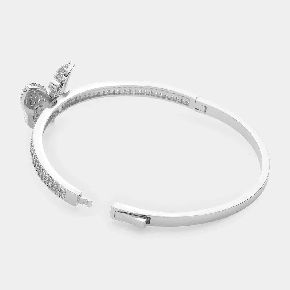 Silver Butterfly Accented Bangle Evening Bracelet - Jewelry Store by Erik Rayo
