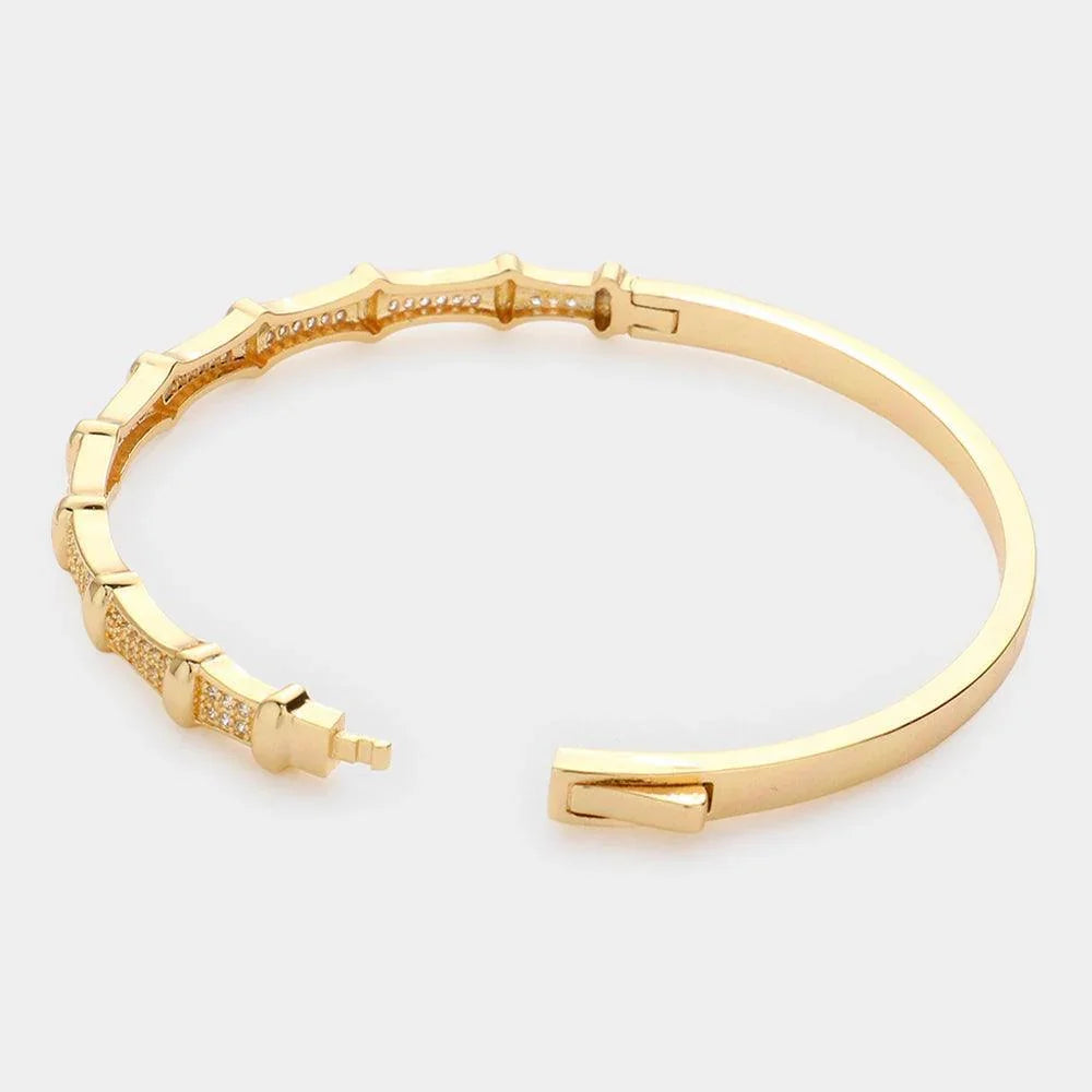 Gold Rhinestone Embellished Bangle Evening Bracelet - Jewelry Store by Erik Rayo