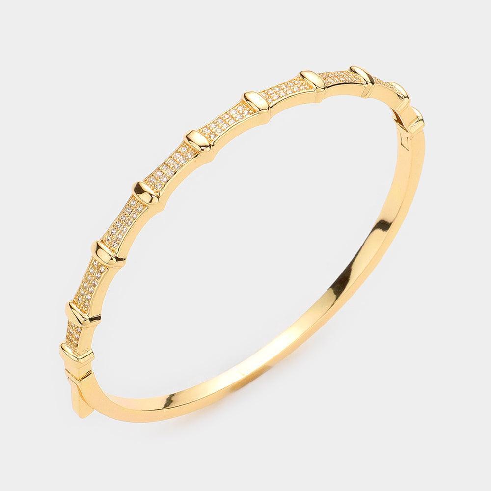 Gold Rhinestone Embellished Bangle Evening Bracelet - Jewelry Store by Erik Rayo