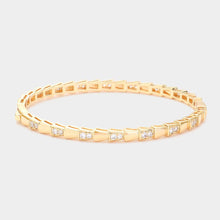 Load image into Gallery viewer, Gold CZ Stone Pointed Abstract Metal Hinged Evening Bangle Bracelet
