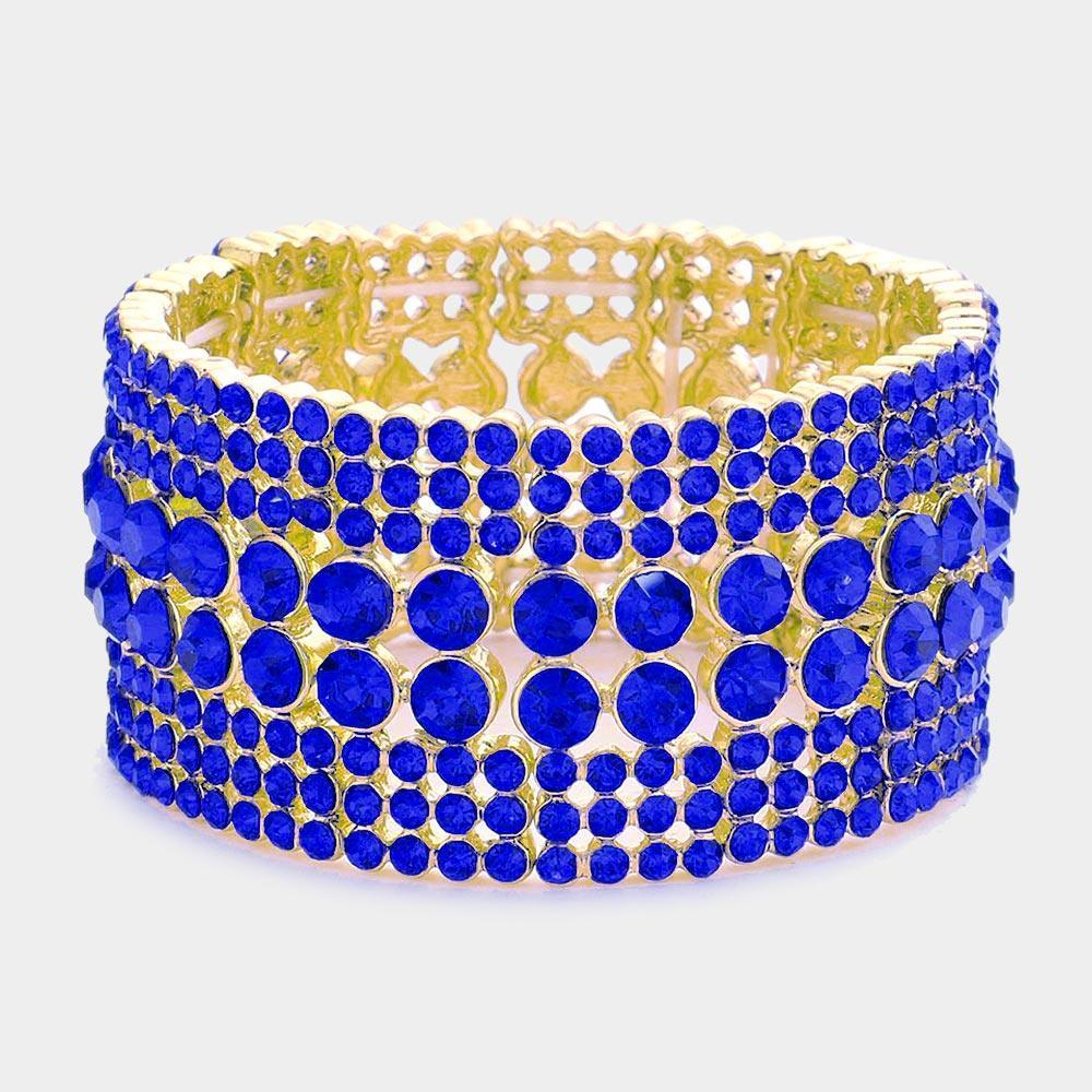 Blue Crystal rhinestone stretch evening bracelet - Jewelry Store by Erik Rayo