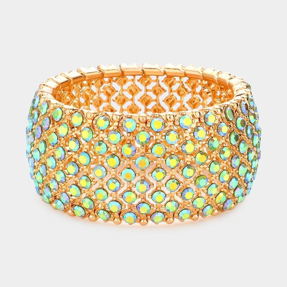 Round Rhinestone Crystal Evening Stretch Bracelet - Jewelry Store by Erik Rayo