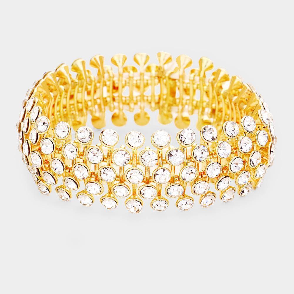 Gold Crystal Round Bubble Stretch Evening Bracelet - Jewelry Store by Erik Rayo