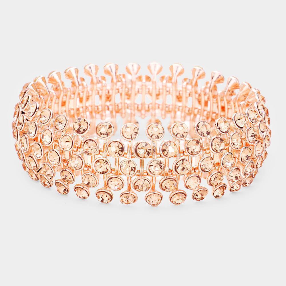 Rose Gold Crystal Round Bubble Stretch Evening Bracelet - Jewelry Store by Erik Rayo
