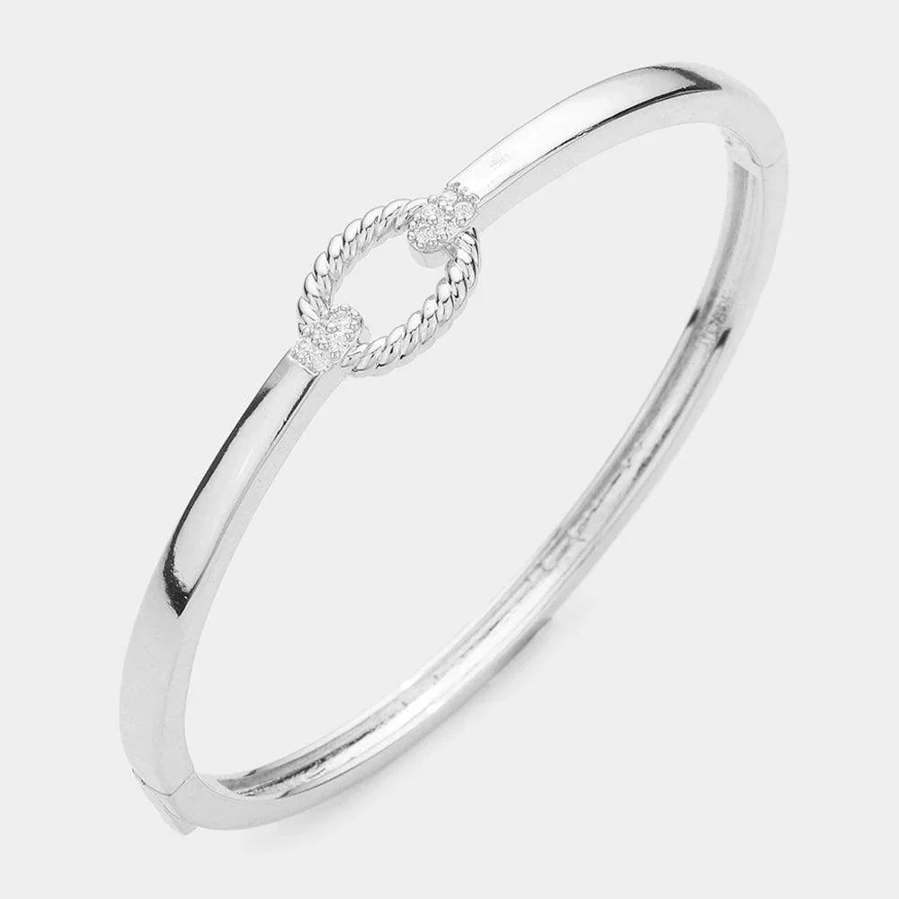 CZ Stone Paved Open Oval Hinged Evening Bracelet - Jewelry Store by Erik Rayo