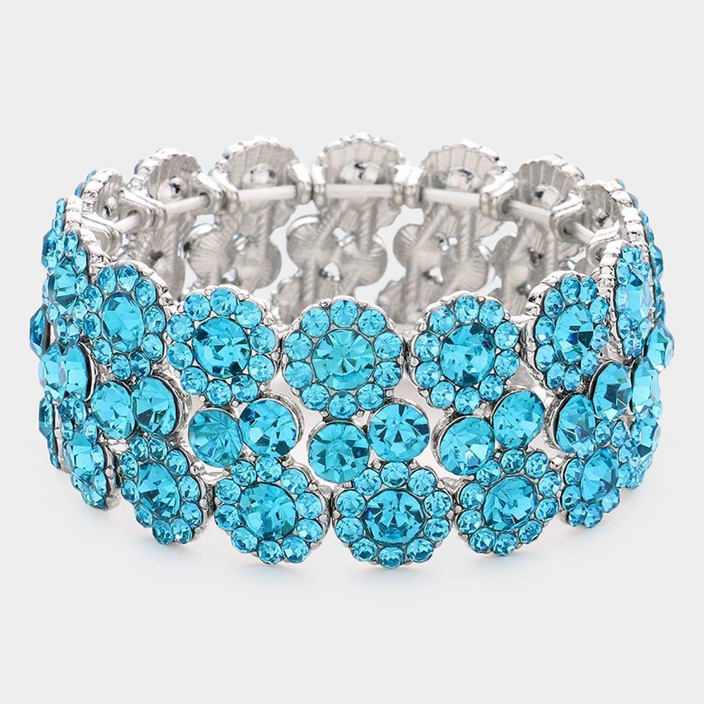 Aqua Bubble Stone Stretch Evening Bracelet