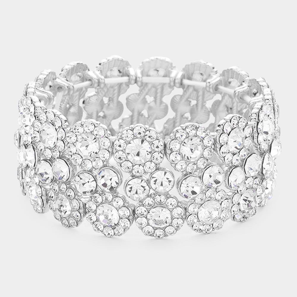 Silver Bubble Stone Stretch Evening Bracelet