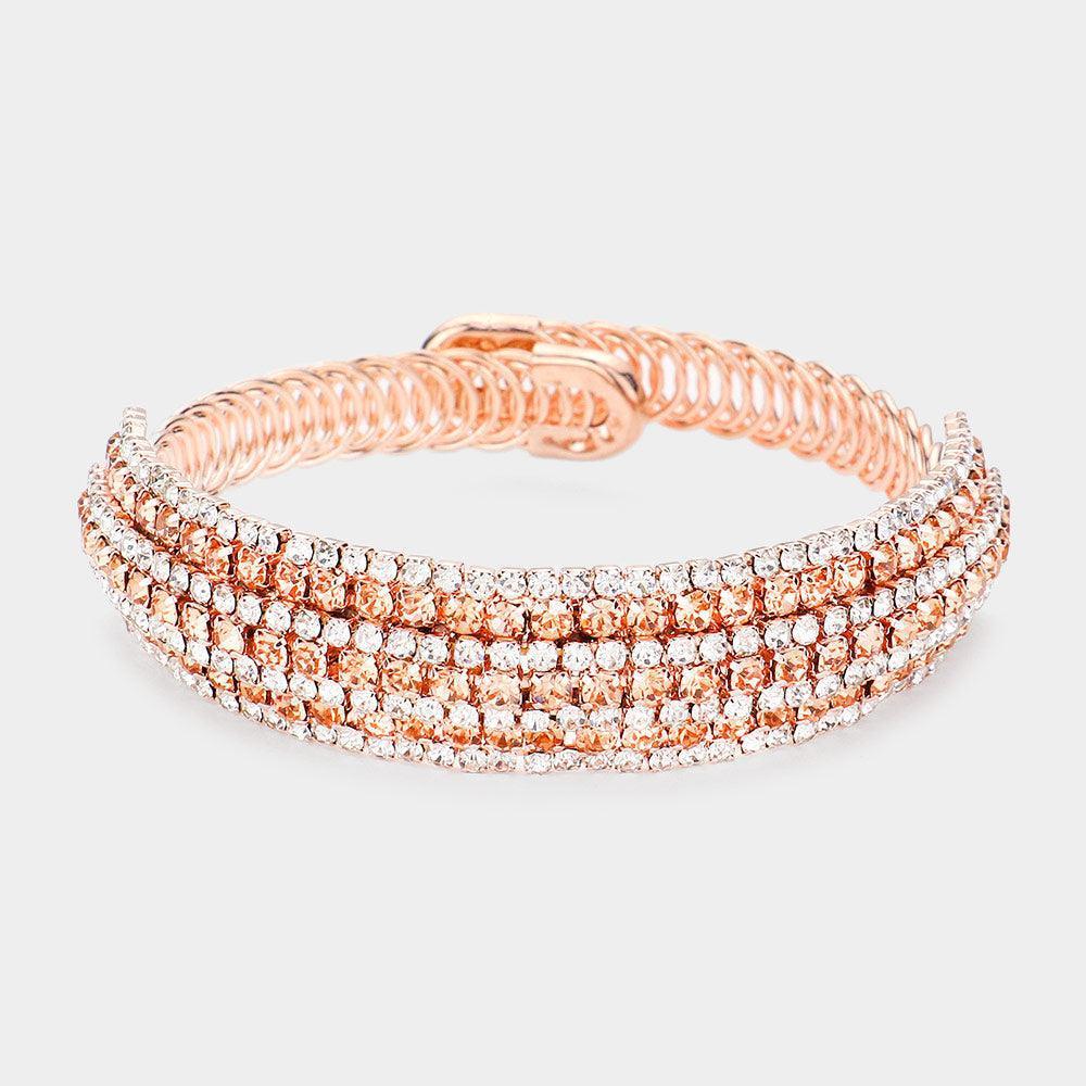 Peach Rhinestone Pave Evening Bracelet - Jewelry Store by Erik Rayo