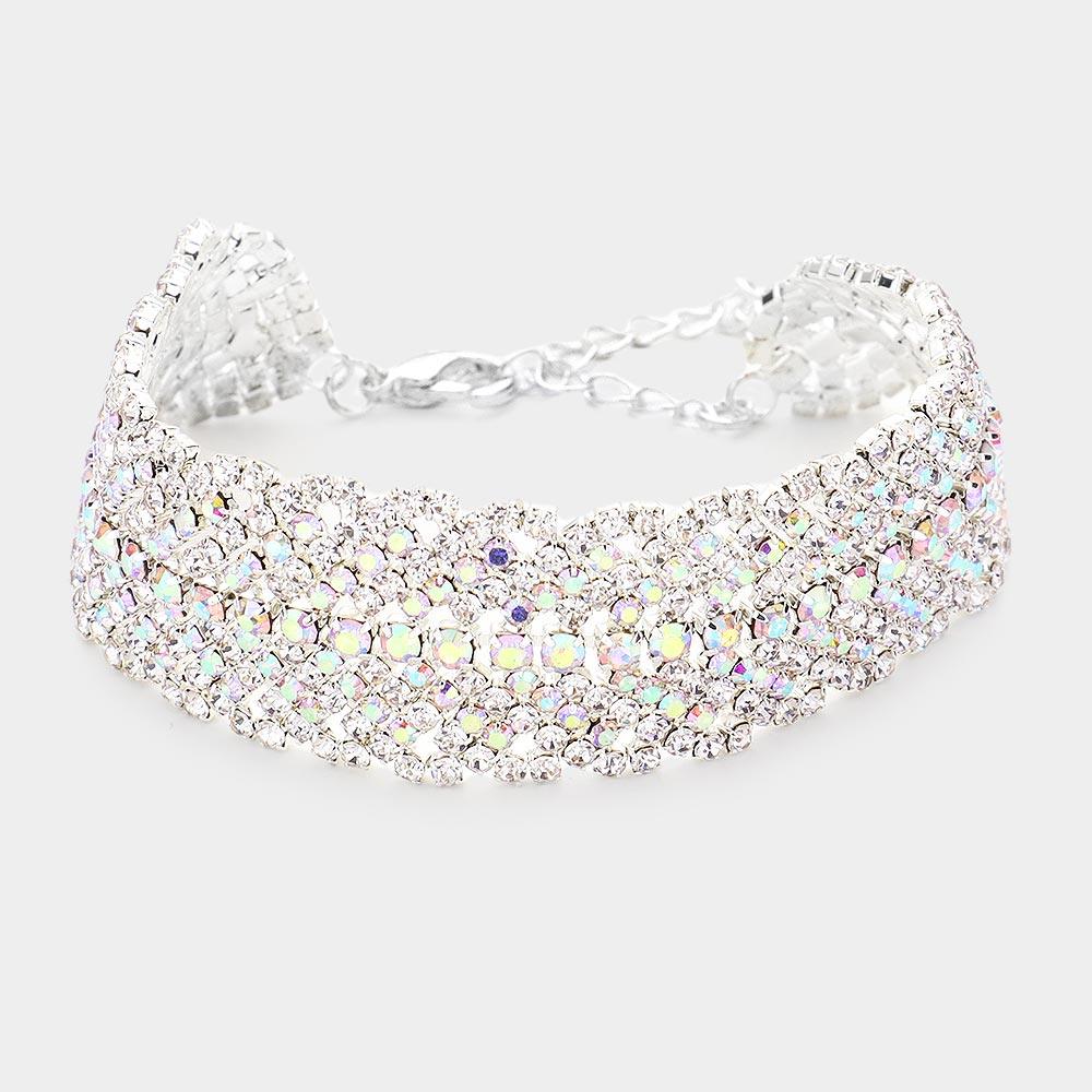 Silver Rhinestone Evening Bracelet