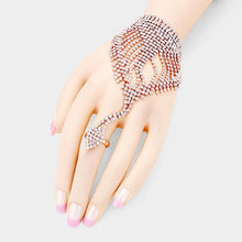 Load image into Gallery viewer, Rose Gold Crystal Rhinestone Pave Hand Chain Evening Bracelet
