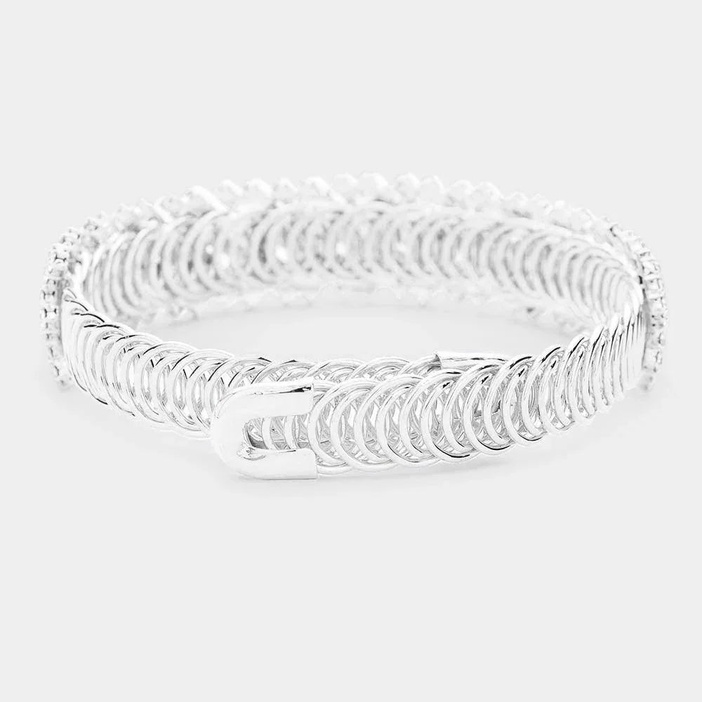 Silver Rhinestone Pave Adjustable Evening Bracelet - Jewelry Store by Erik Rayo