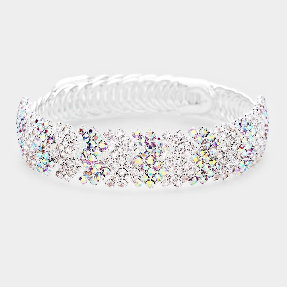 Silver Rhinestone Pave Adjustable Evening Bracelet - Jewelry Store by Erik Rayo