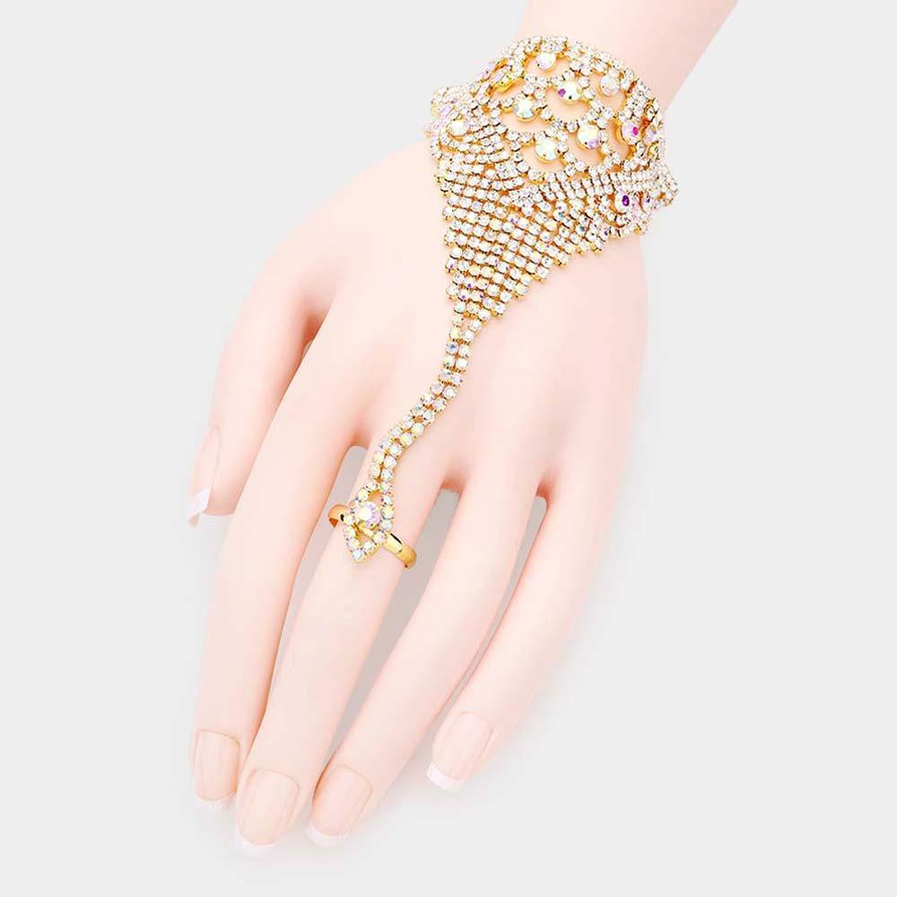 Round Crystal Rhinestone Hand Chain Evening Bracelet - Jewelry Store by Erik Rayo