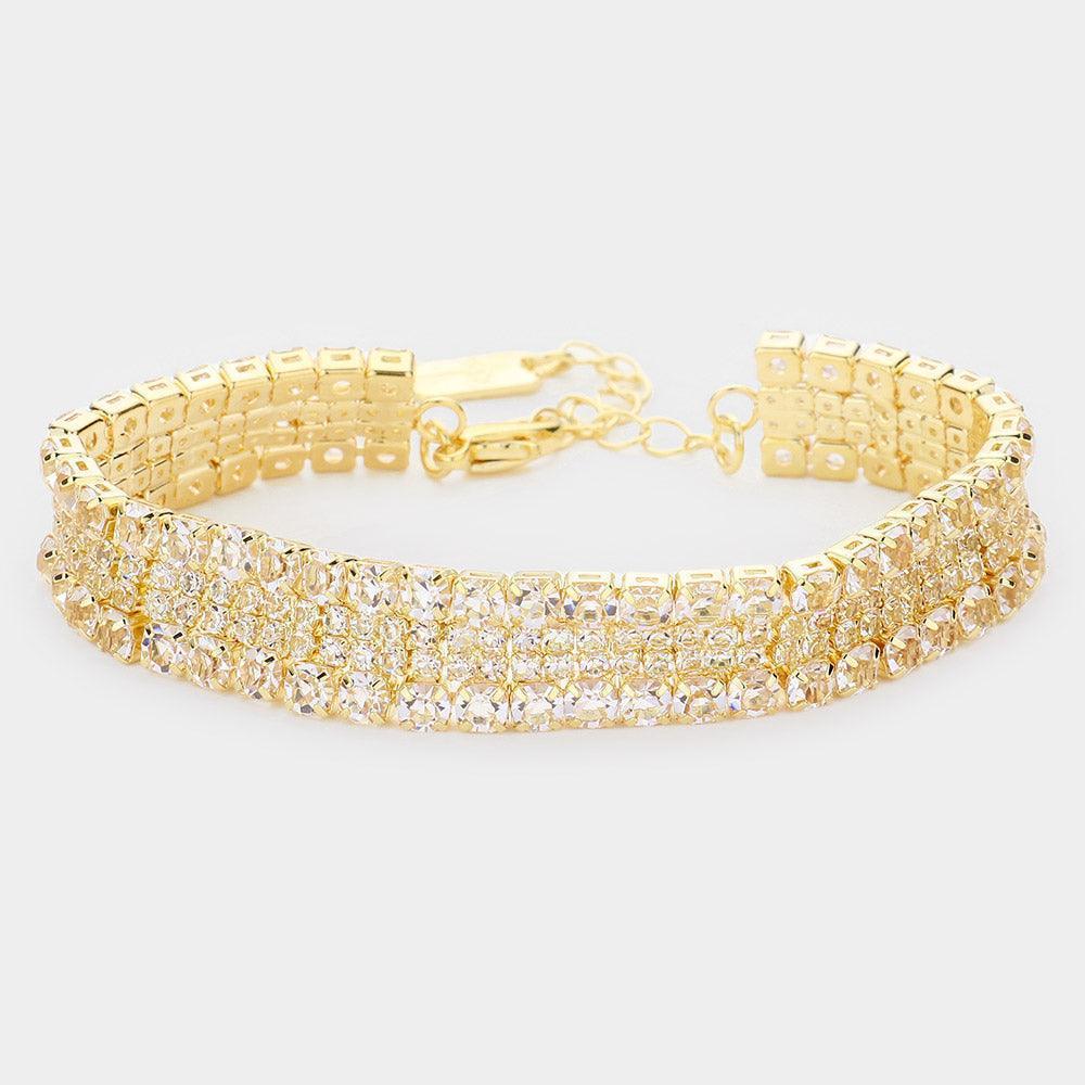 Gold Rhinestone Evening Bracelet - Jewelry Store by Erik Rayo